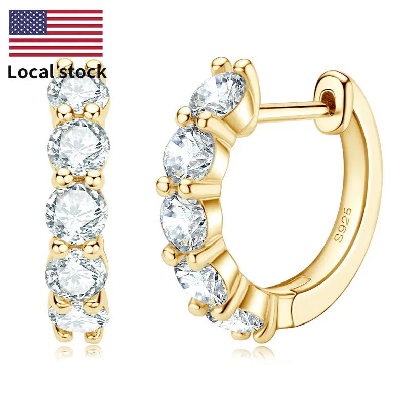 0.2CT Moissanite Huggie Hoop Earrings – 925 Sterling Silver - DB Diamonds