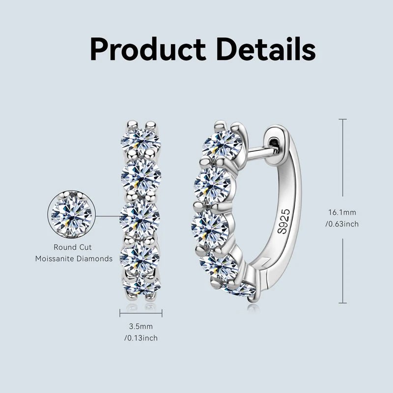 0.2CT Moissanite Huggie Hoop Earrings – 925 Sterling Silver - DB Diamonds