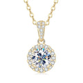 1CT Moissanite Classic Halo Pendant Necklace – 925 Silver, GRA - DB Diamonds