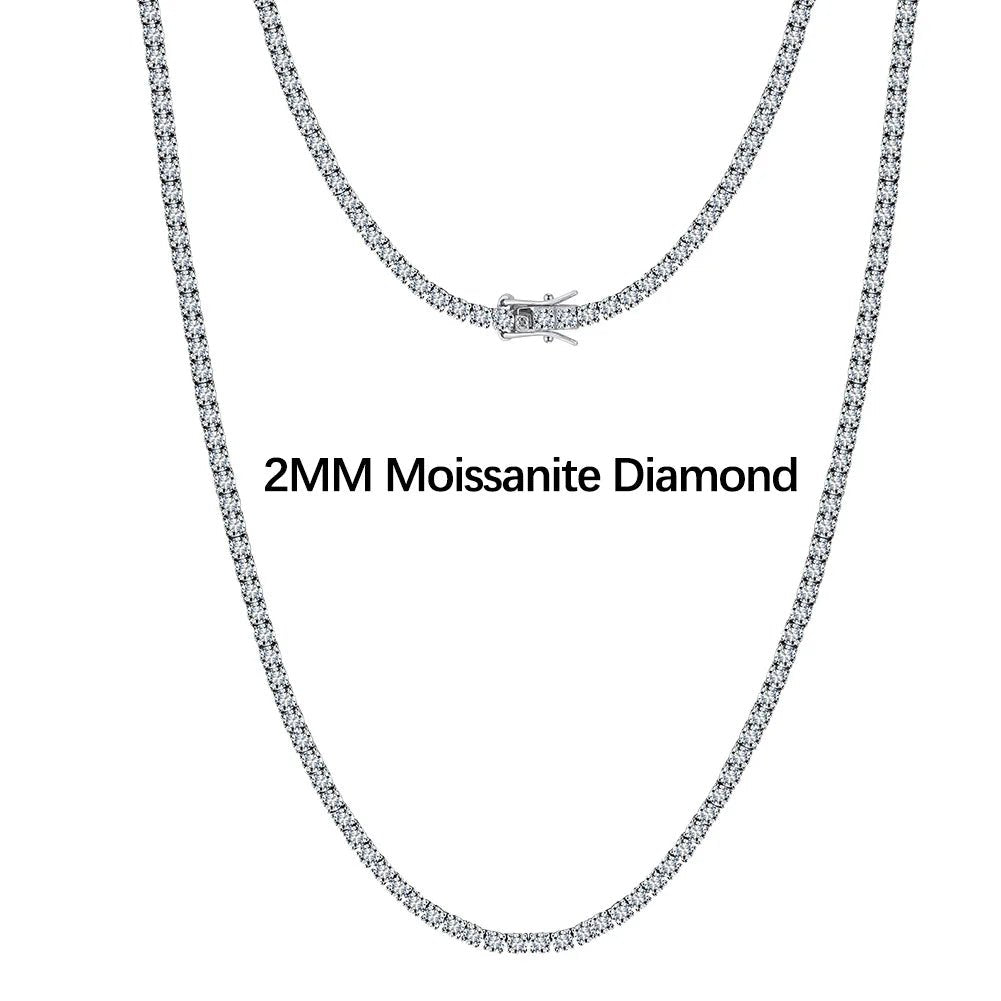 2–4mm D-VVS Moissanite Tennis Chain – 925 Sterling Silver - DB Diamonds