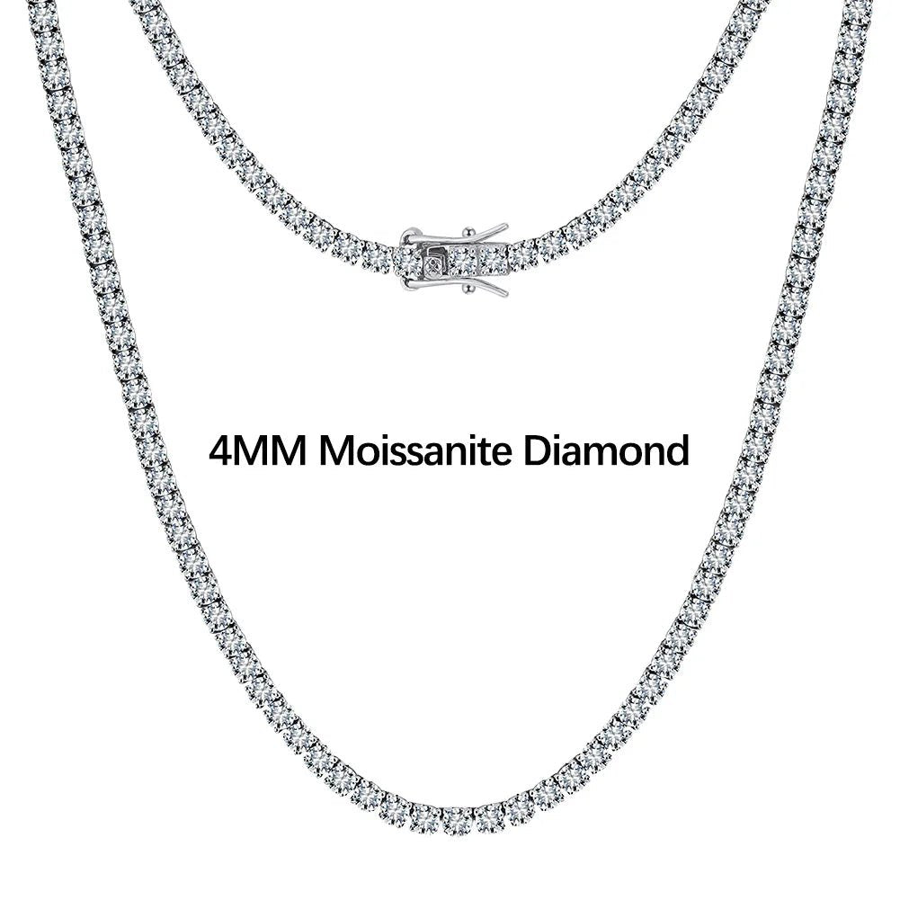 2–4mm D-VVS Moissanite Tennis Chain – 925 Sterling Silver - DB Diamonds