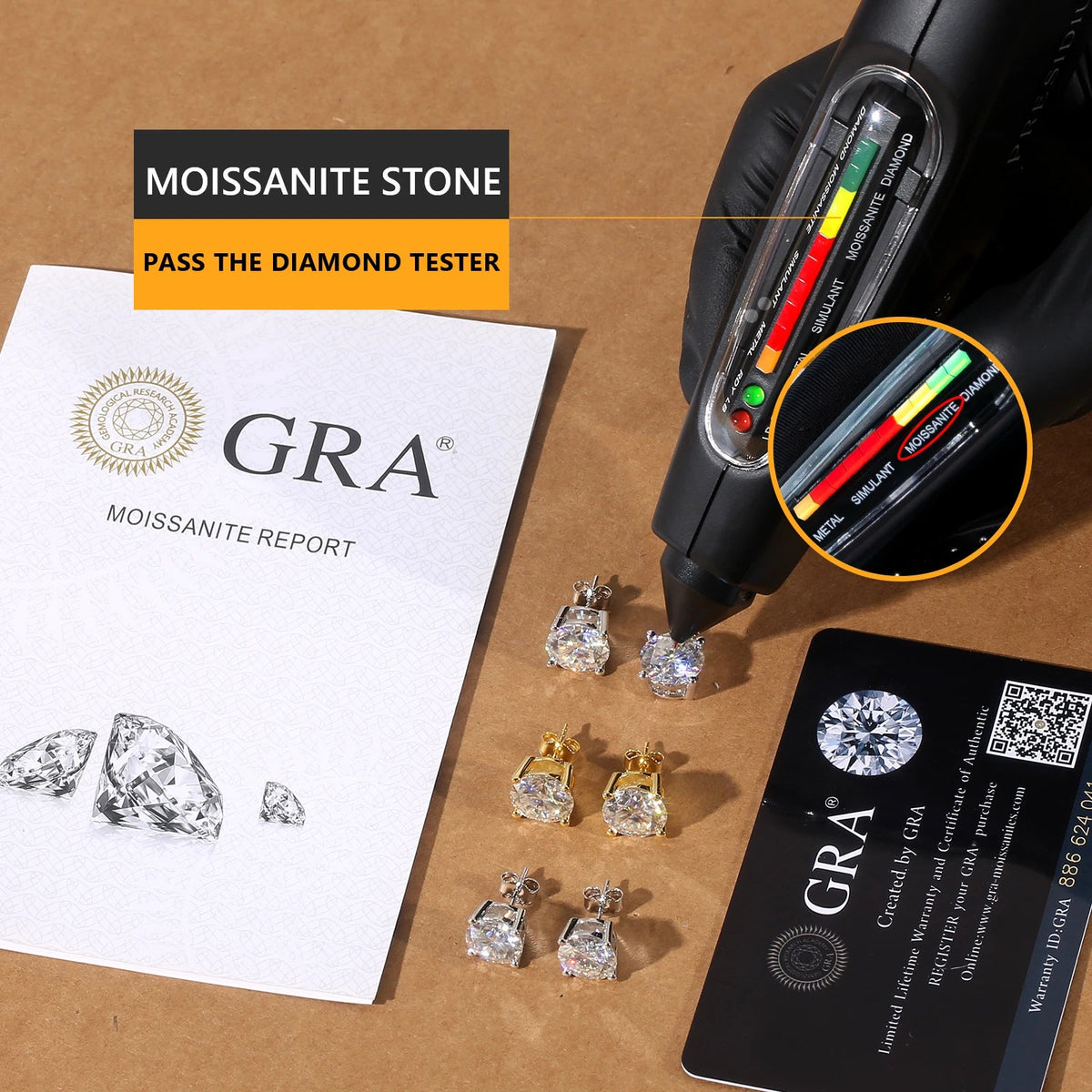 2CT Round Moissanite Stud Earrings – 925 Silver, GRA Certified - DB Diamonds