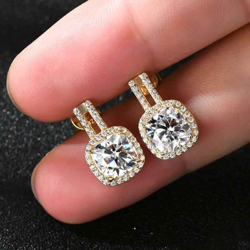 2CT Square Cut Moissanite Stud Earrings – 925 Sterling Silver - DB Diamonds