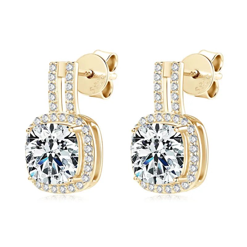 2CT Square Cut Moissanite Stud Earrings – 925 Sterling Silver - DB Diamonds