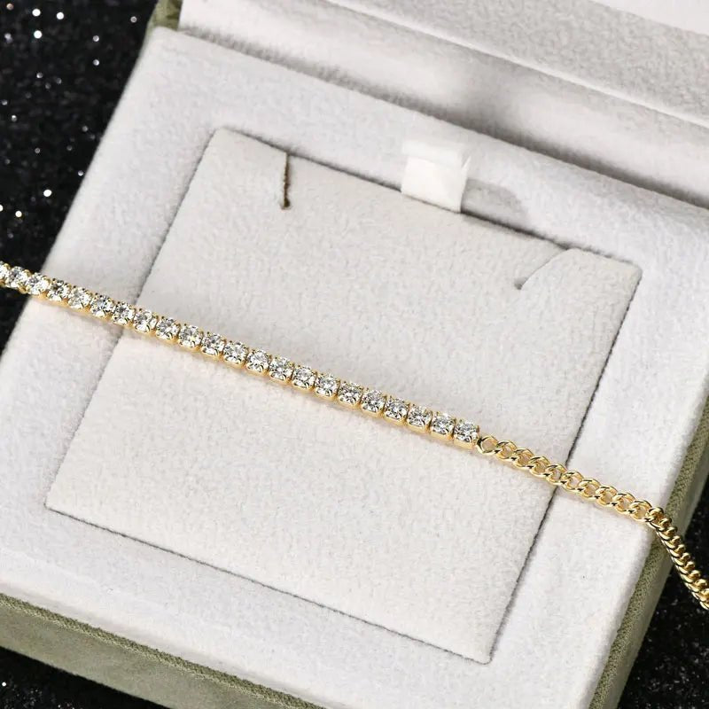 3mm Moissanite Tennis & Cuban Bracelet – 925 Sterling Silver - DB Diamonds