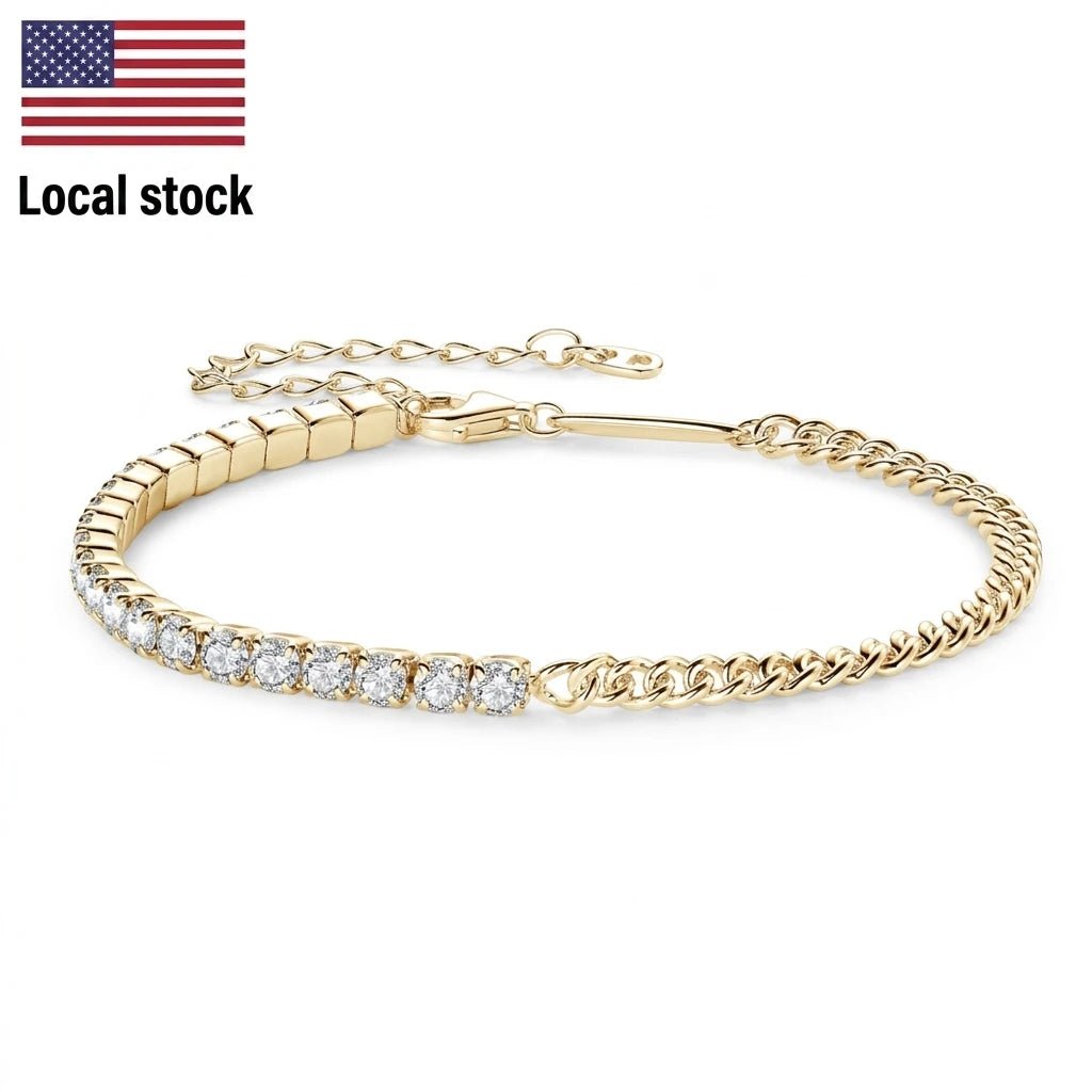 3mm Moissanite Tennis & Cuban Bracelet – 925 Sterling Silver - DB Diamonds