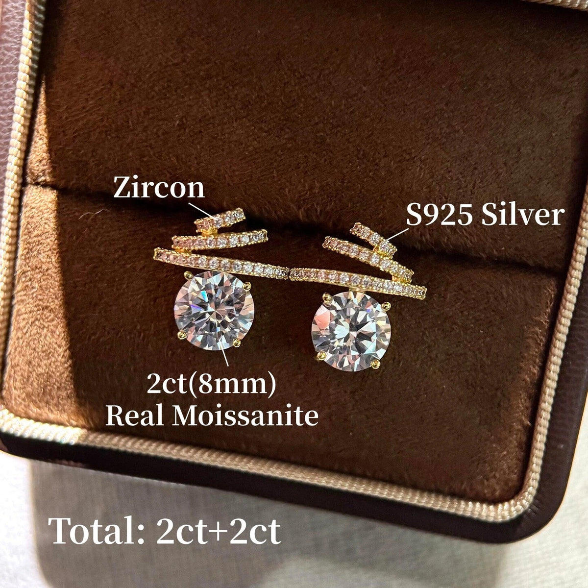 4CTTW Moissanite Stud Earrings – 925 Sterling Silver - DB Diamonds