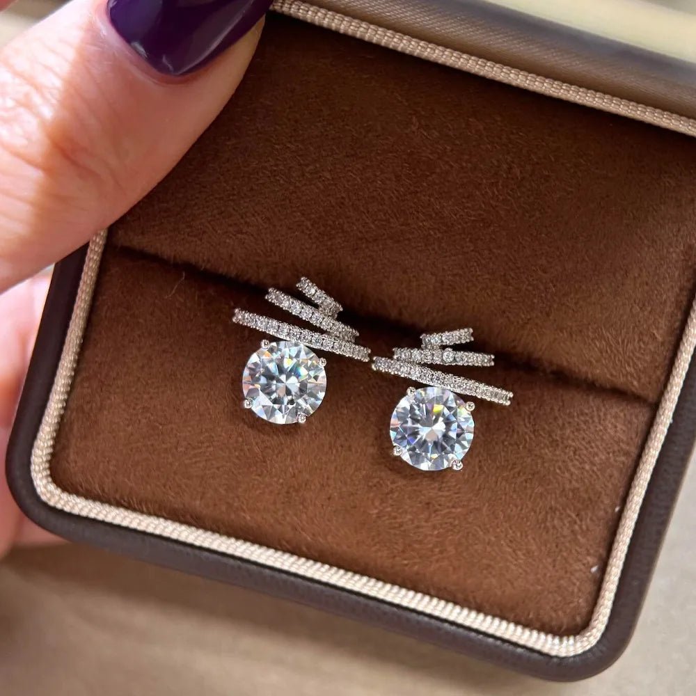 4CTTW Moissanite Stud Earrings – 925 Sterling Silver - DB Diamonds