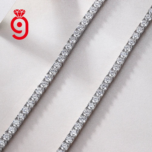 4mm Moissanite Tennis Necklace – 925 Sterling Silver, 60cm - DB Diamonds