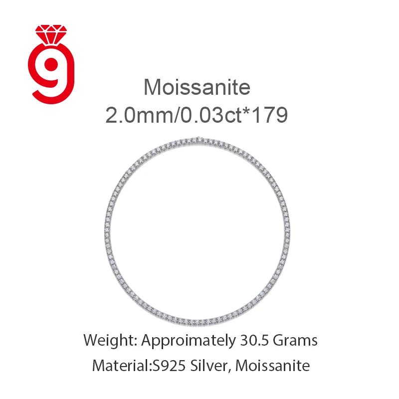 4mm Moissanite Tennis Necklace – 925 Sterling Silver, 60cm - DB Diamonds