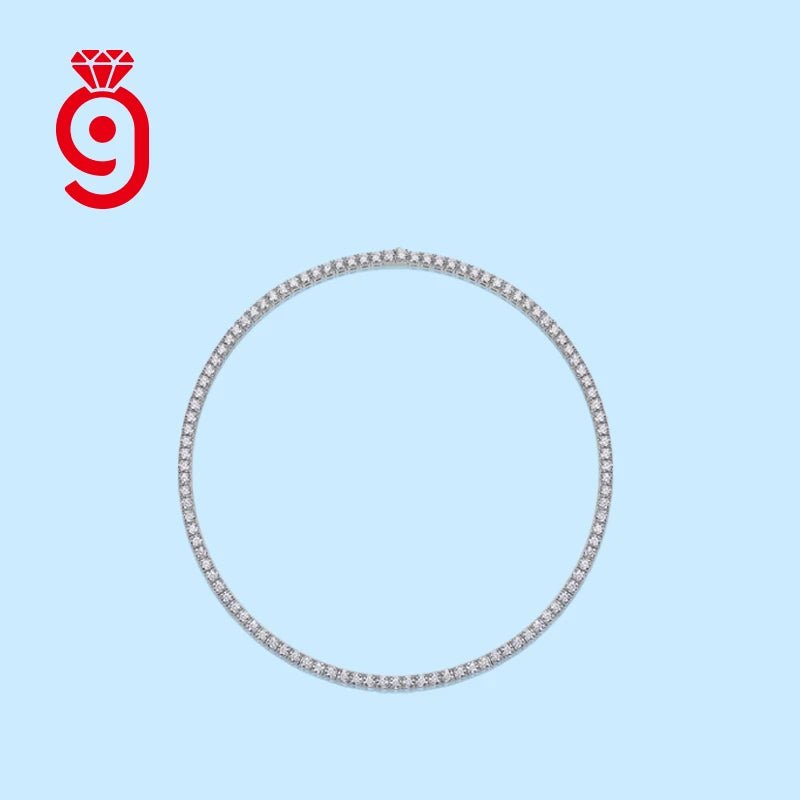 4mm Moissanite Tennis Necklace – 925 Sterling Silver, 60cm - DB Diamonds