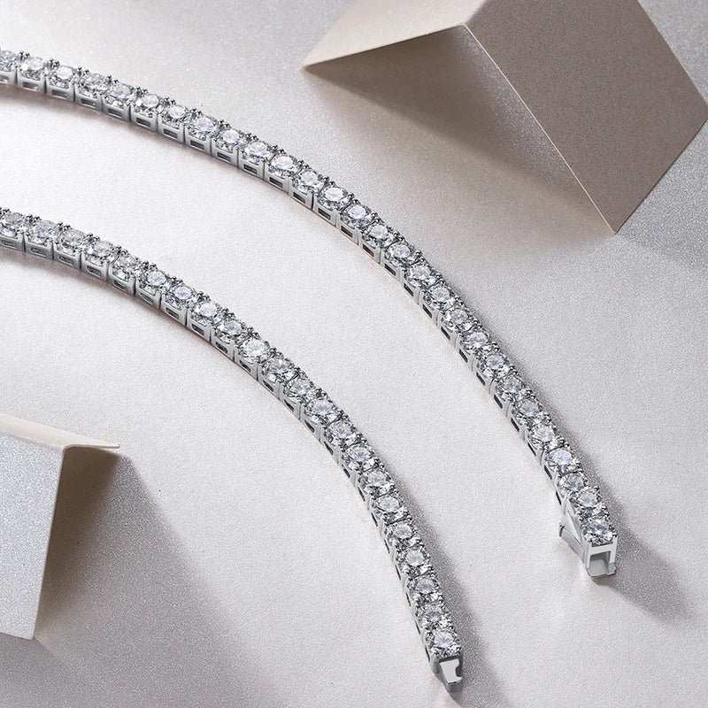 4mm Moissanite Tennis Necklace – 925 Sterling Silver, 60cm - DB Diamonds