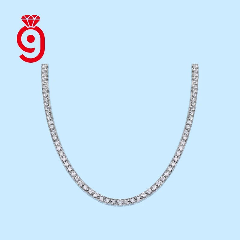 4mm Moissanite Tennis Necklace – 925 Sterling Silver, 60cm - DB Diamonds