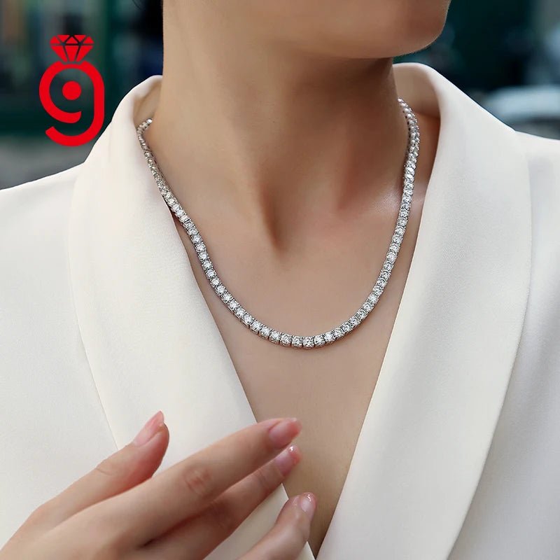 4mm Moissanite Tennis Necklace – 925 Sterling Silver, 60cm - DB Diamonds