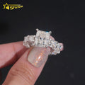 5CT Radiant Cut Moissanite Engagement Ring – 925 Sterling Silver, White Gold - DB Diamonds