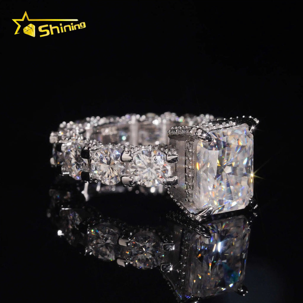 5CT Radiant Cut Moissanite Engagement Ring – 925 Sterling Silver, White Gold - DB Diamonds
