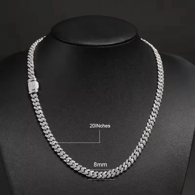 8mm Full Moissanite Cuban Necklace - DB Diamonds