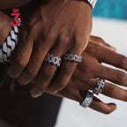 Iced Out 2-Row Cuban Link Moissanite Ring – 925 Sterling Silver | VVS D Color — photo 1 of 8