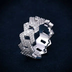 Iced Out 2-Row Cuban Link Moissanite Ring – 925 Sterling Silver | VVS D Color — photo 7 of 8
