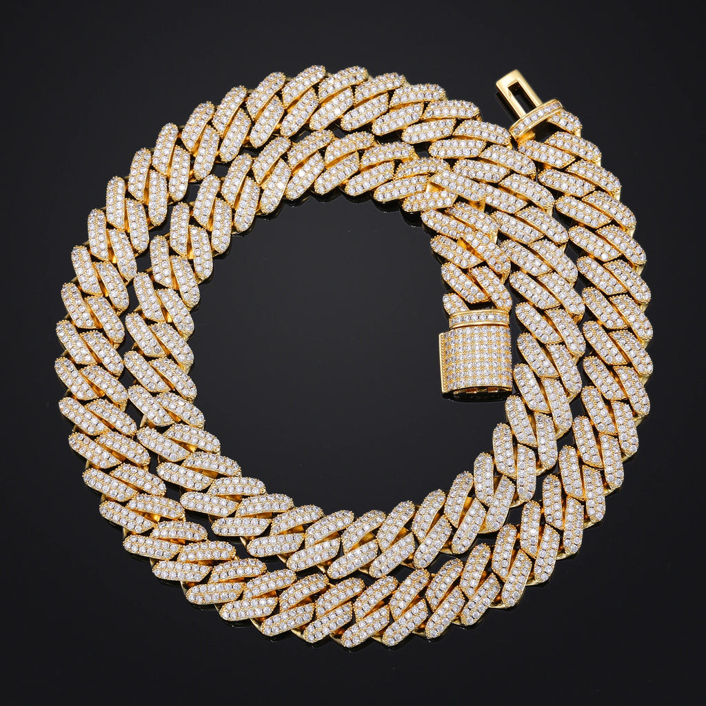14mm Iced Out CZ Cuban Link Chain Necklace – 18K Gold-Tone & White Gold — photo 3 of 8