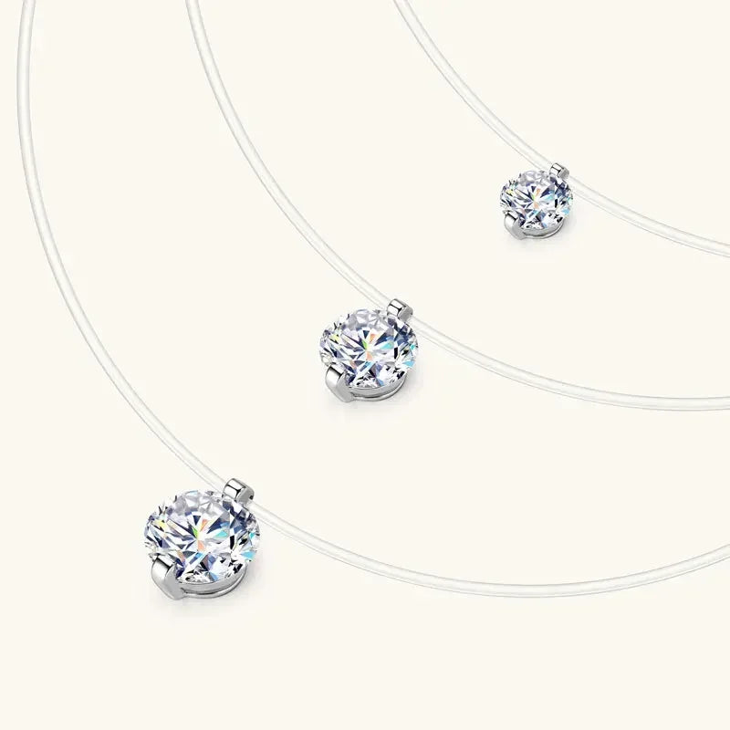Floating Moissanite Choker Necklace – 925 Sterling Silver | Rhodium Plated — photo 3 of 7