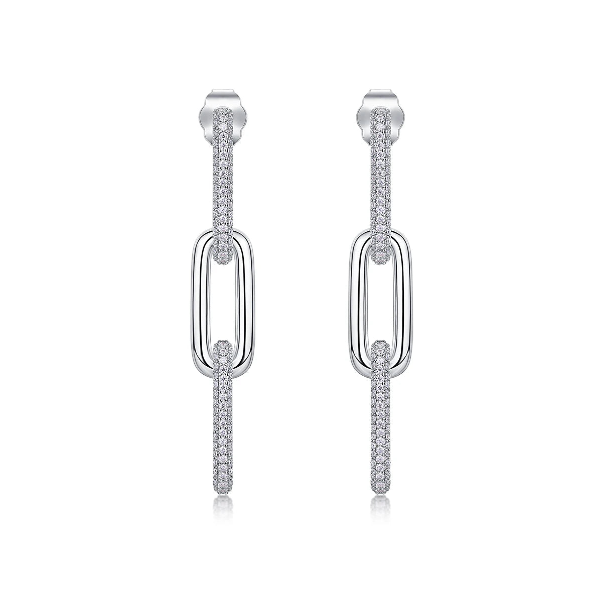Moissanite Chain Link Drop Earrings – 925 Sterling Silver — photo 3 of 7