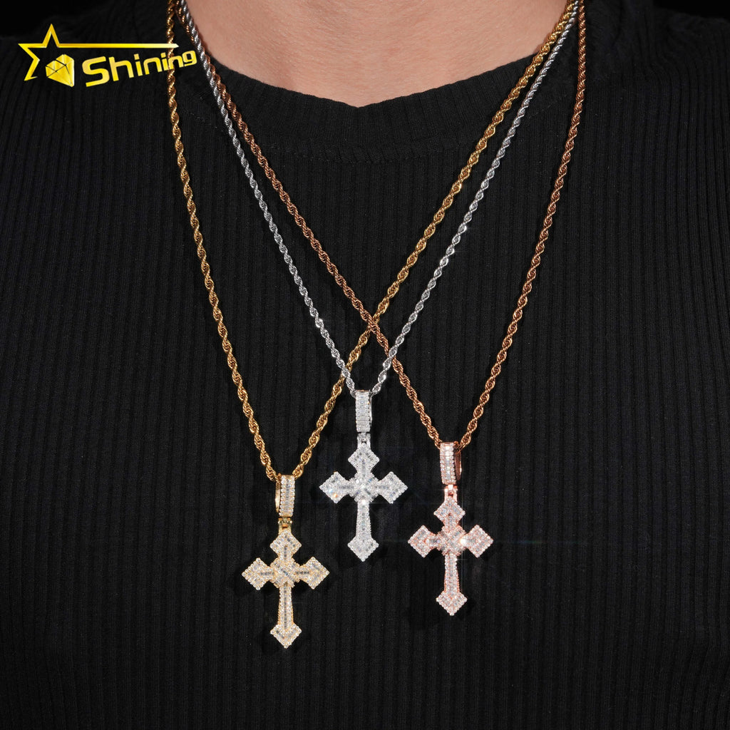 VVS Moissanite Iced Out Cross Pendant – 925 Sterling Silver | Hip Hop | GRA Certified — photo 6 of 7
