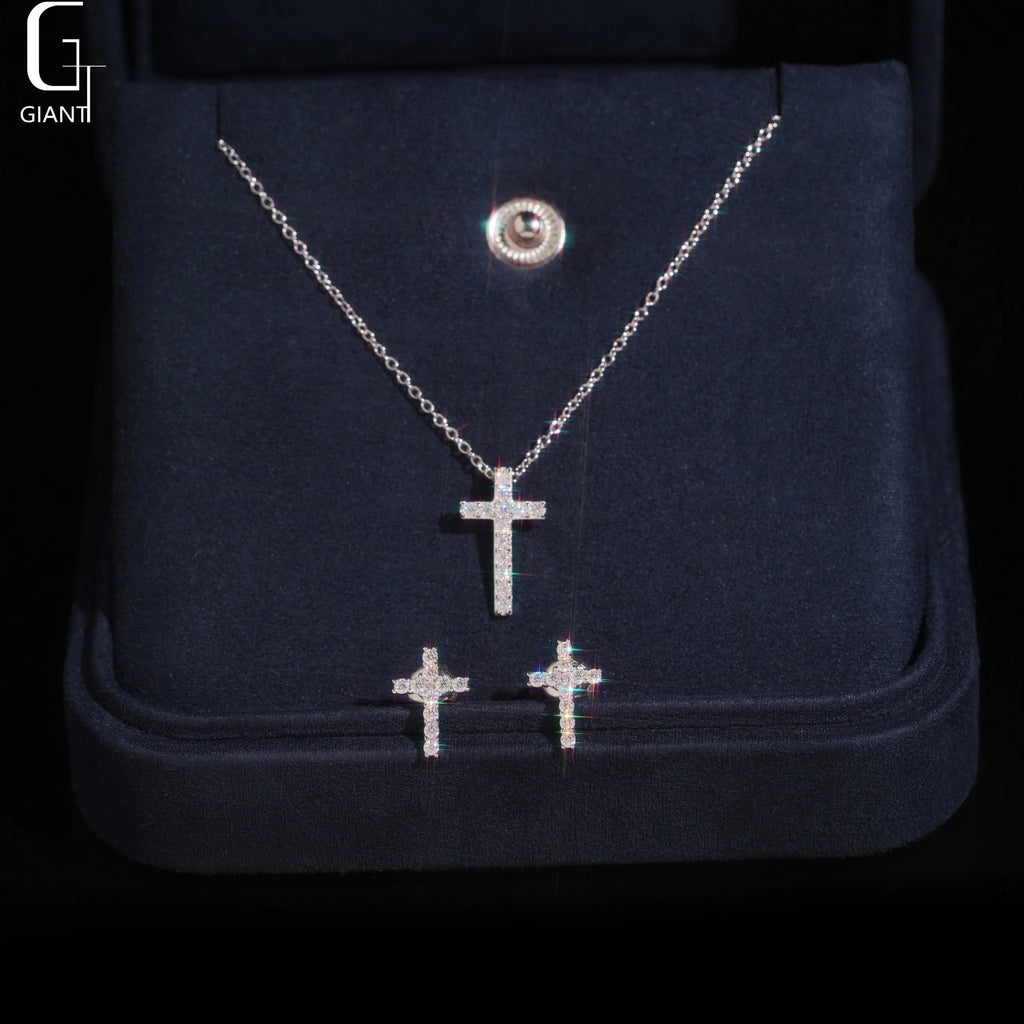 925 Silver Iced Out Moissanite Cross Necklace – VVS | GRA Certified — photo 1 of 7