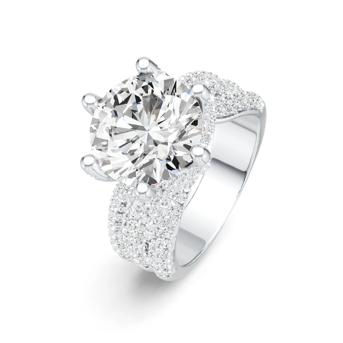 5ct Round Moissanite Pavé Statement Ring – 925 Sterling Silver | 18K Gold — photo 5 of 7