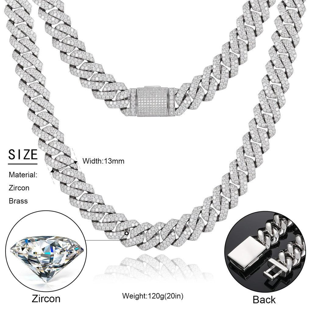 14mm Iced Out CZ Cuban Link Chain Necklace – 18K Gold-Tone & White Gold — photo 6 of 8