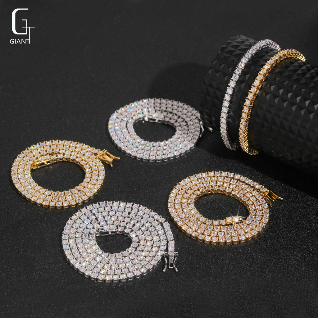 925 Silver VVS Moissanite 3mm Tennis Chain – Gold & Silver | GRA Certified — photo 3 of 8