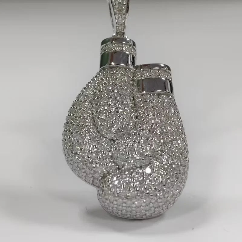 VVS Moissanite Boxing Gloves Pendant – 925 Sterling Silver | 18K Gold | GRA Certified — photo 6 of 7