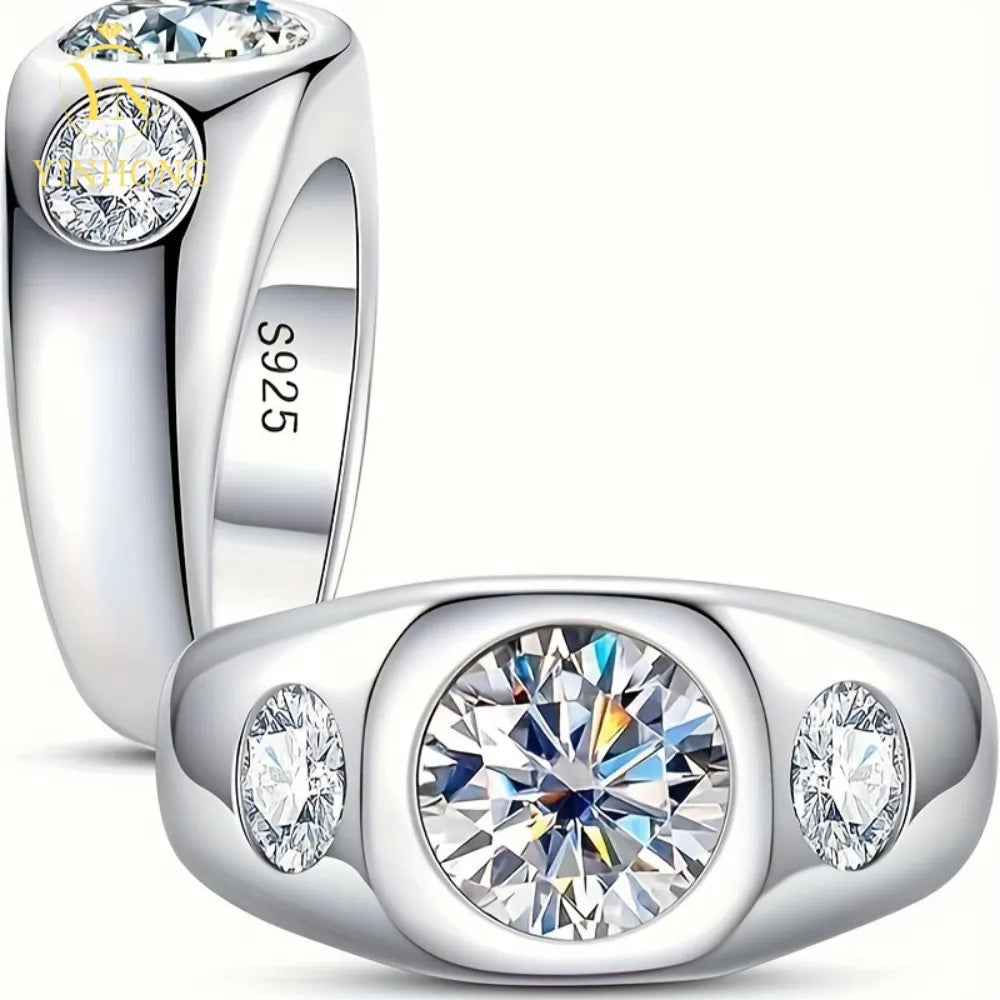 Oval Moissanite Statement Ring – 925 Sterling Silver | 18K Gold | Men's — photo 7 of 7