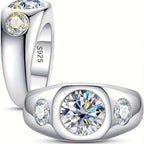 Oval Moissanite Statement Ring – 925 Sterling Silver | 18K Gold | Men's — photo 7 of 7