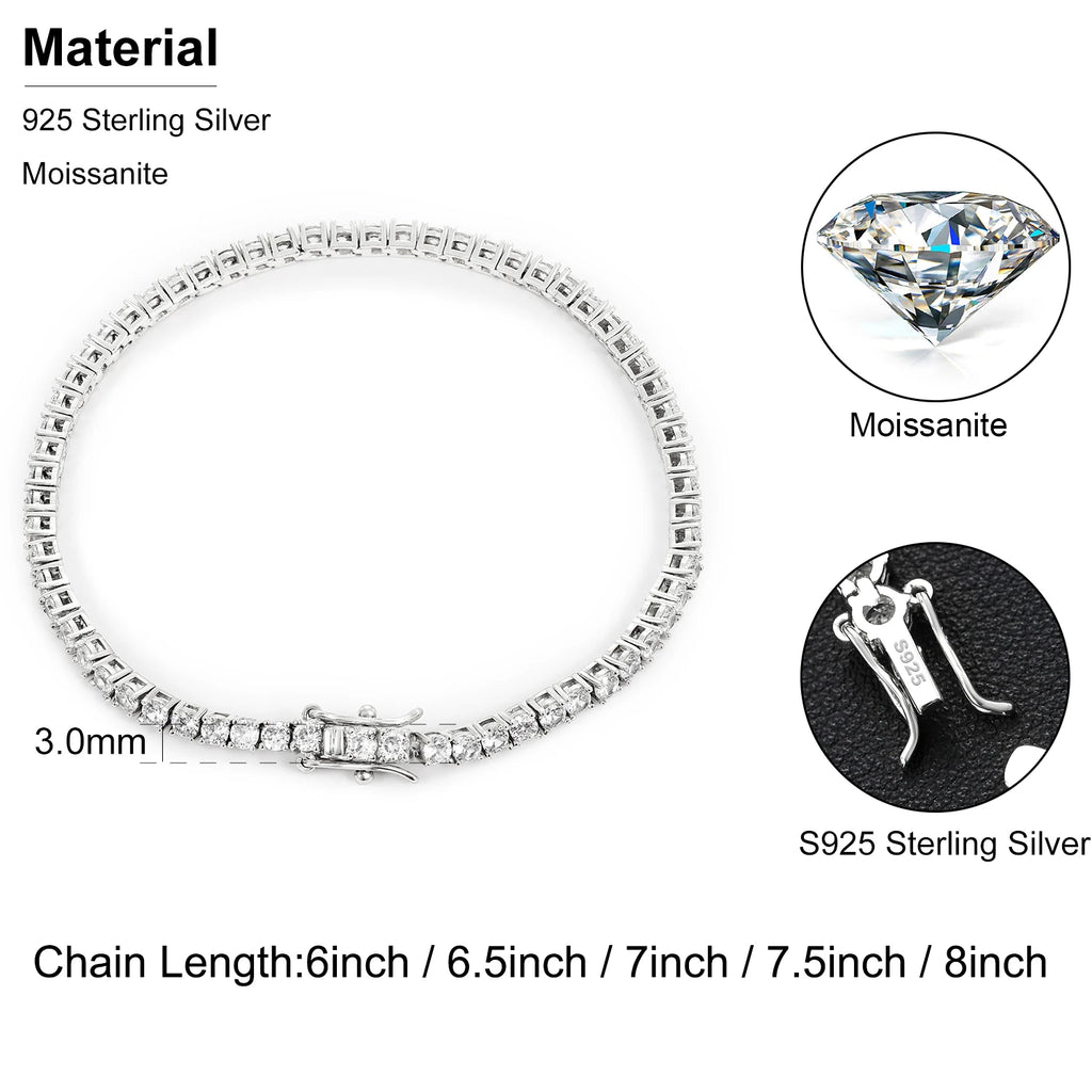 VVS Moissanite Tennis Bracelet – 925 Sterling Silver | 2mm–6mm | Gold & White Gold | GRA Certified — photo 6 of 16