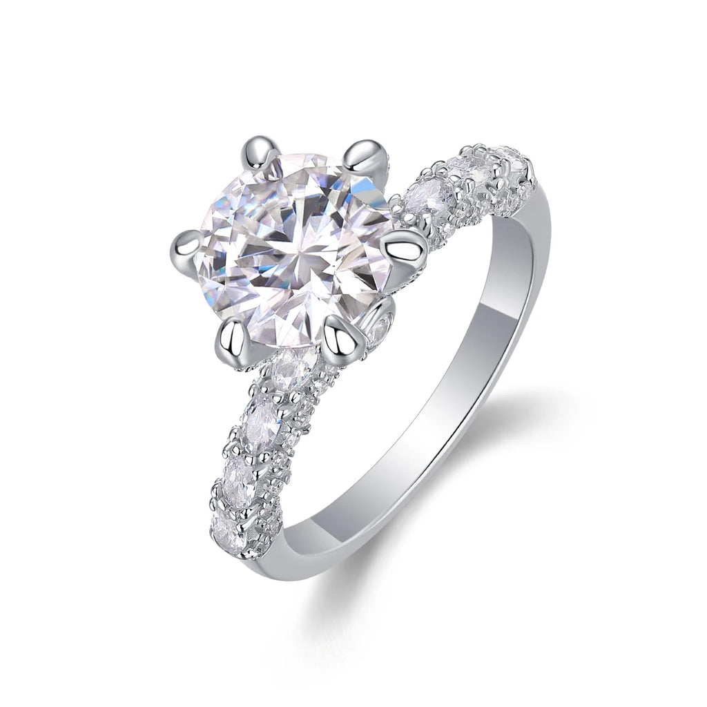 3ct Round Moissanite Engagement Ring – 925 Sterling Silver | Rhodium Plated — photo 1 of 7