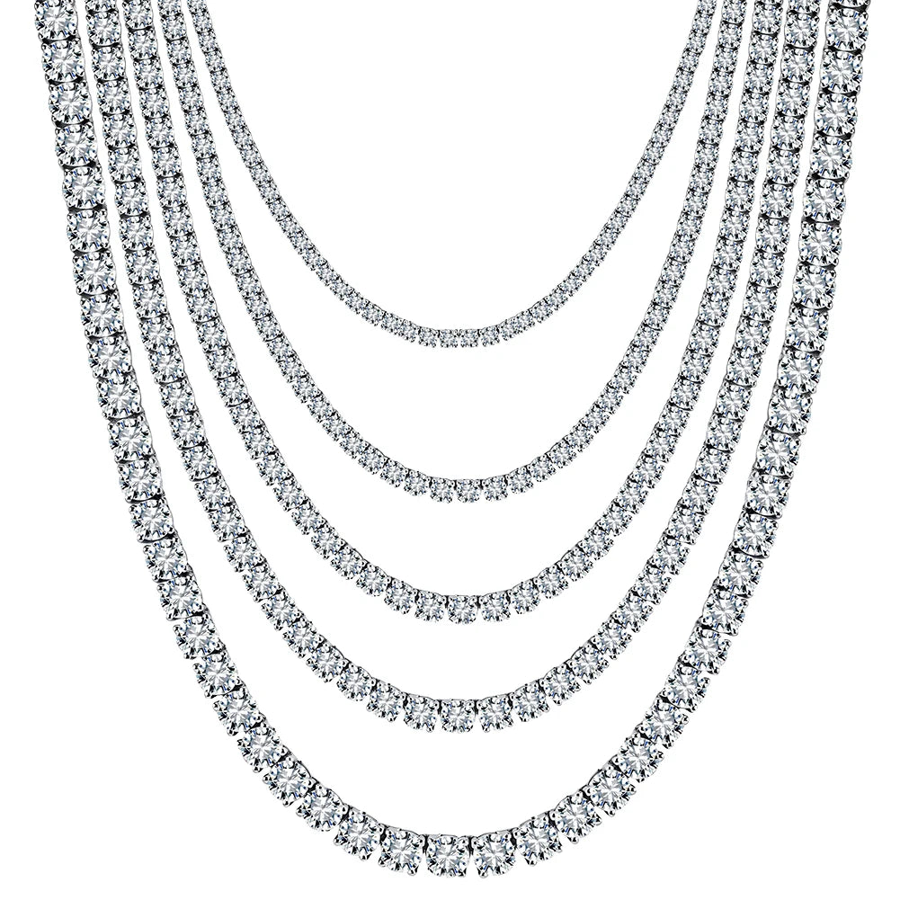 2mm Moissanite Tennis Necklace – 925 Sterling Silver | Unisex Choker Chain — photo 4 of 6