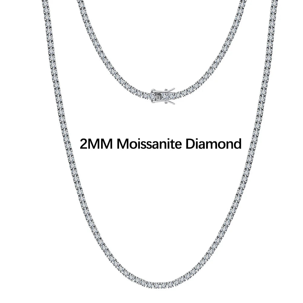 2mm Moissanite Tennis Necklace – 925 Sterling Silver | Unisex Choker Chain — photo 6 of 6