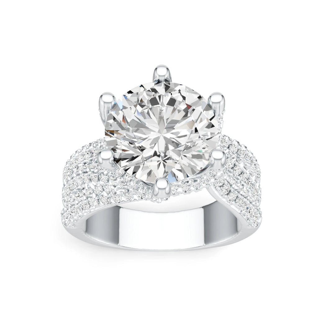5ct Round Moissanite Pavé Statement Ring – 925 Sterling Silver | 18K Gold — photo 2 of 7