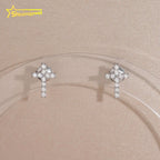 Moissanite Cross Pendant Necklace & Stud Earrings Set – 925 Sterling Silver — photo 4 of 7