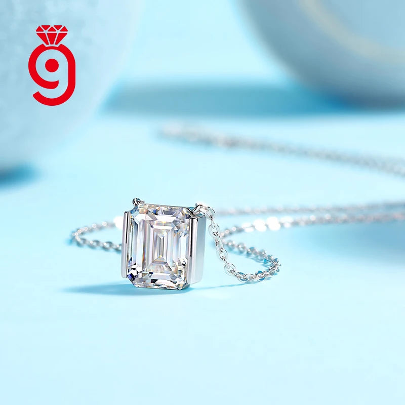 5ct Emerald Cut Moissanite Pendant Necklace – 925 Sterling Silver — photo 3 of 7