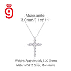 Moissanite Pavé Cross Pendant Necklace – 925 Sterling Silver | White Gold Plated — photo 6 of 7