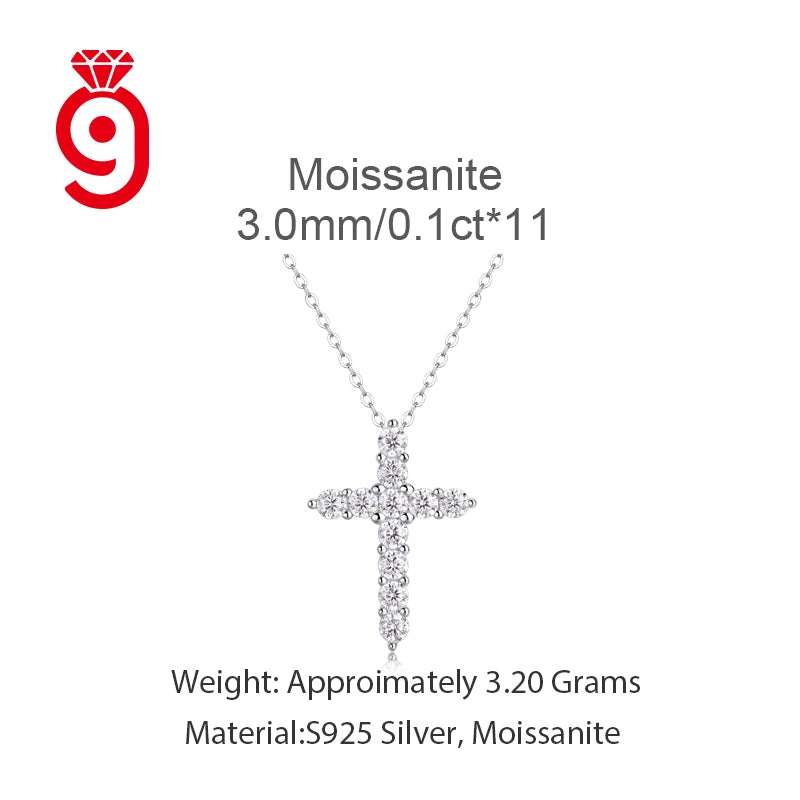 Moissanite Pavé Cross Pendant Necklace – 925 Sterling Silver | White Gold Plated — photo 6 of 7