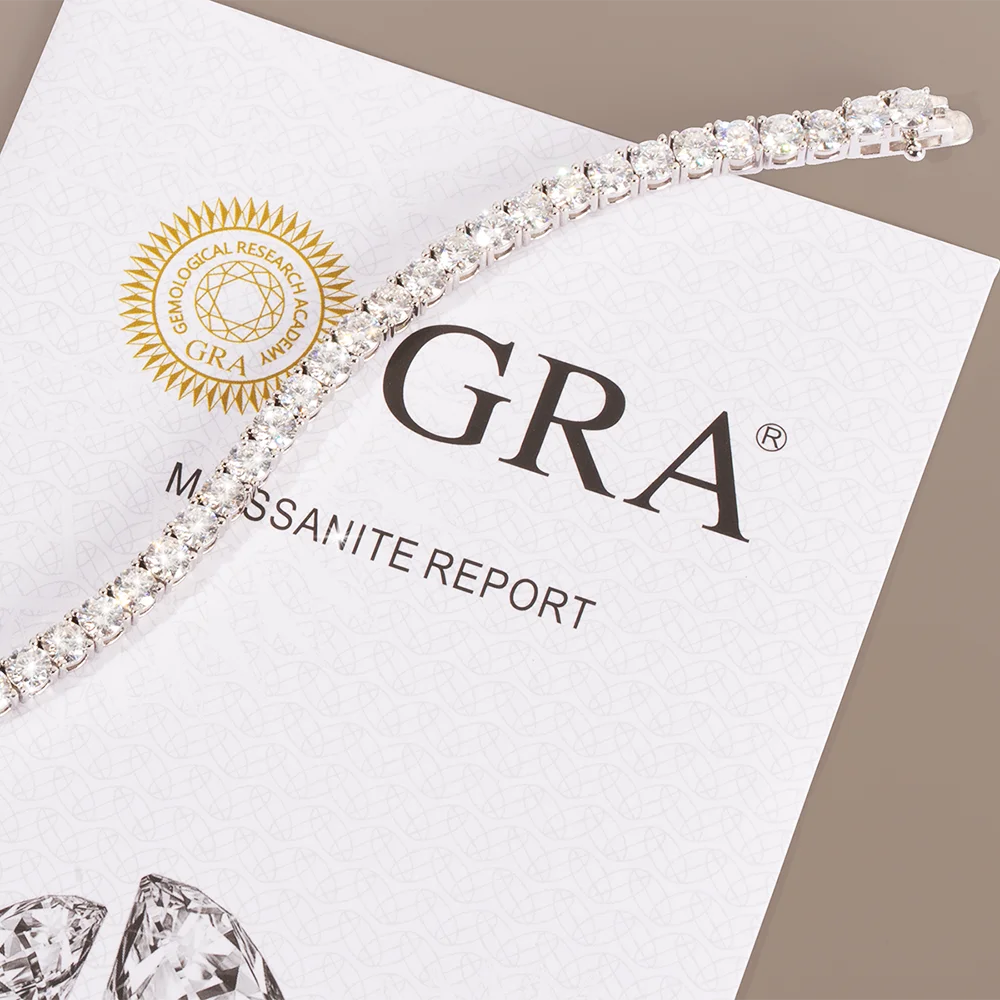 VVS1 Round Cut Moissanite Tennis Bracelet – 925 Sterling Silver | White Gold Plated — photo 5 of 7