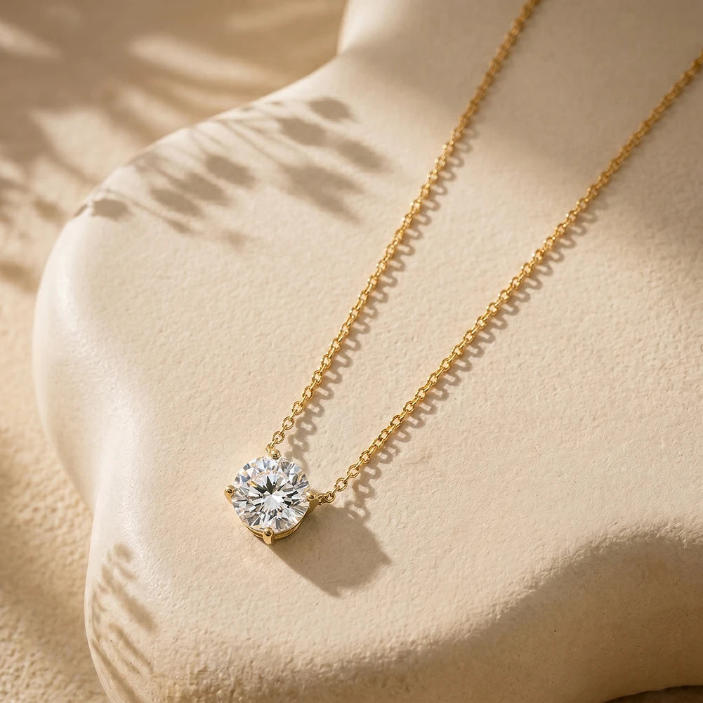 925 Silver Round Moissanite Solitaire Pendant Necklace – GRA Certified — photo 3 of 10