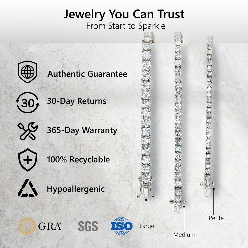 VVS1 Round Cut Moissanite Tennis Bracelet – 925 Sterling Silver | White Gold Plated — photo 3 of 7