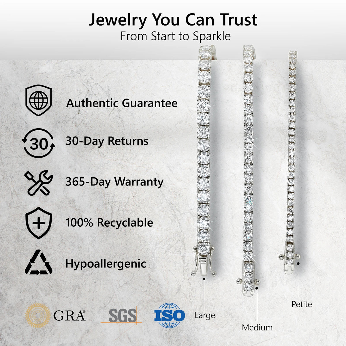 VVS1 Round Cut Moissanite Tennis Bracelet – 925 Sterling Silver | White Gold Plated — photo 3 of 7