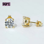 VVS Moissanite Solitaire Stud Earrings – 18K Gold Plated | 925 Sterling Silver — photo 2 of 7