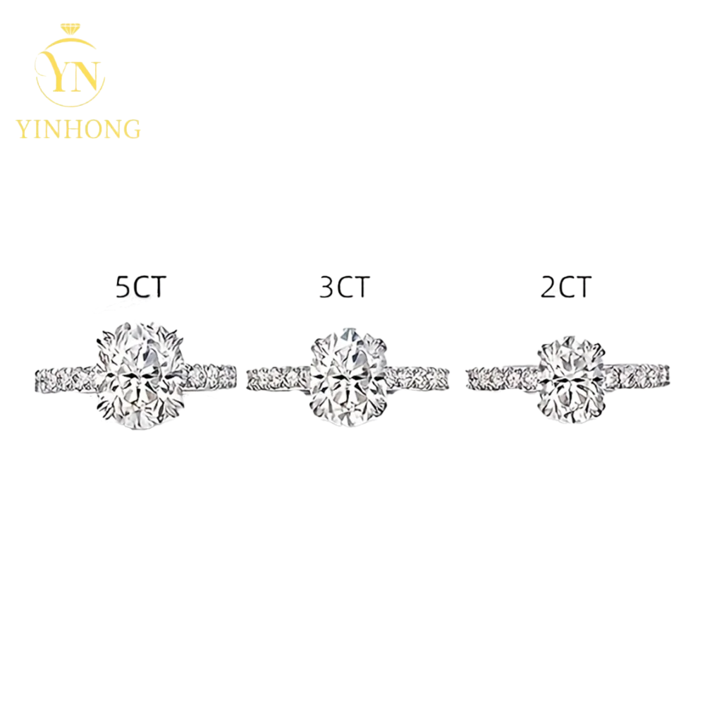 5ct Oval Moissanite Hidden Halo Ring – 925 Sterling Silver | 18K Gold — photo 2 of 7