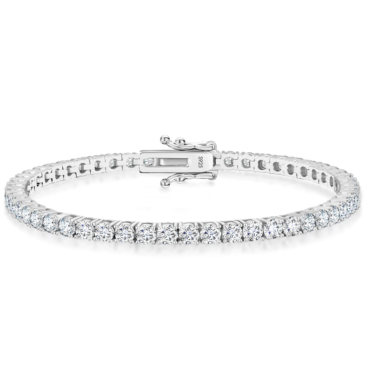 VVS1 Round Cut Moissanite Tennis Bracelet – 925 Sterling Silver | White Gold Plated — photo 7 of 7